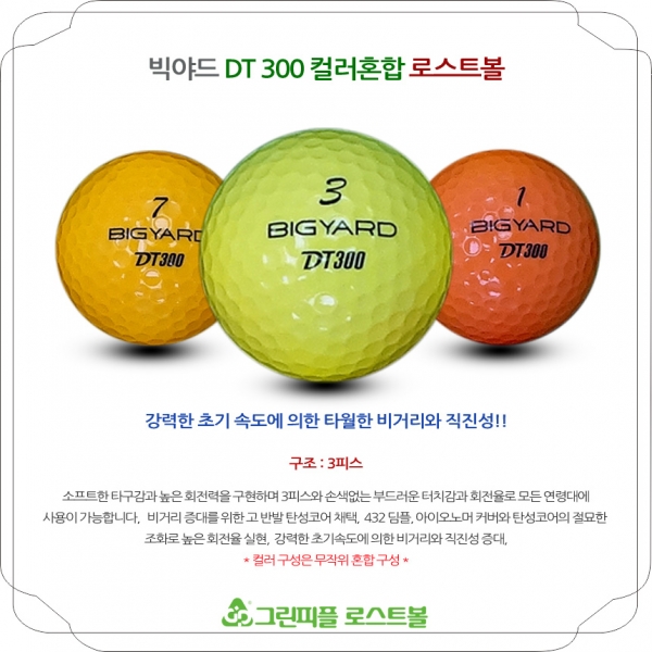 그린피플,빅야드 DT 300 컬러혼합 3피스 B+급 로스트볼 16개