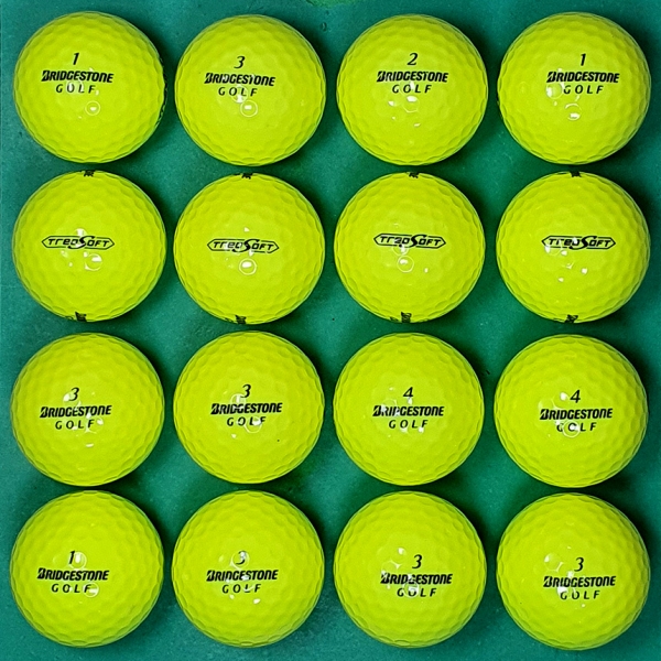 그린피플,브리지스톤 트리오 소프트 옐로우 2피스 A+급 로스트볼 16개